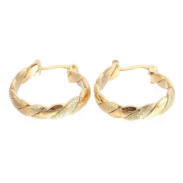 14k gold fashion round braided twist frosted hoop party wedding wholesale earrings, Golden;silver
14k gold fashion round braided twist frosted hoop party wedding wholesale earrings, Golden;silver