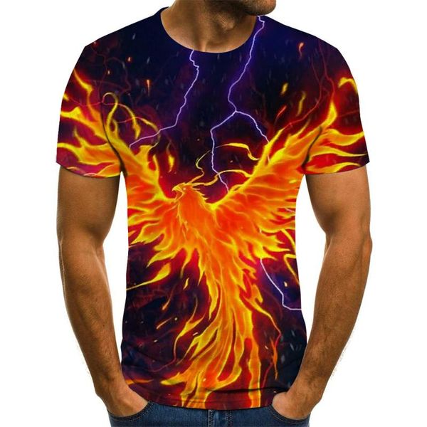 men's t-shirts 2021 summer blue fire phoenix flying 3d printing short-sleeved boy trendy fashion personality t-shirt, White;black 
men's t-shirts 2021 summer blue fire phoenix flying 3d printing short-sleeved boy trendy fashion personality t-shirt, White;black
