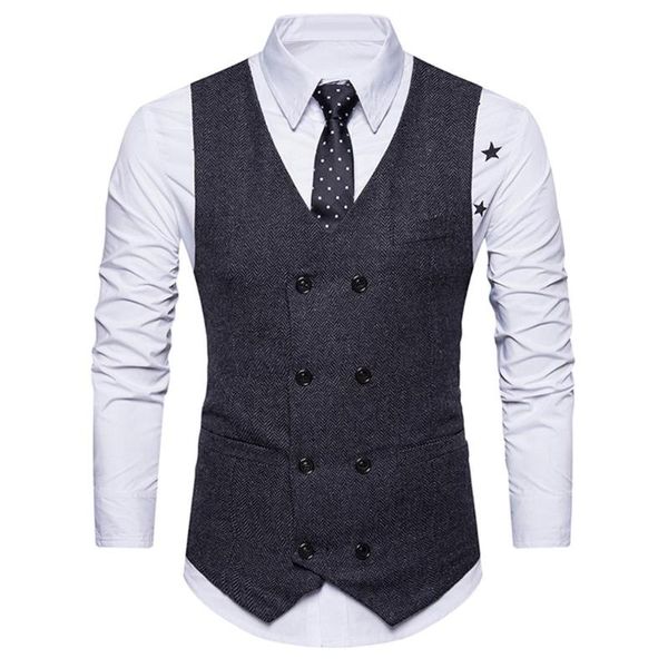 men's vests vest men sleeveless double breasted suit fashion british business casual retro check pattern, Black;white
men's vests vest men sleeveless double breasted suit fashion british business casual retro check pattern, Black;white