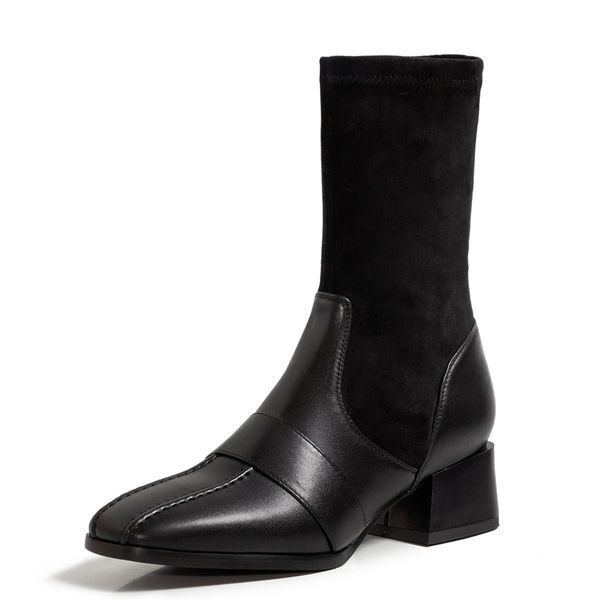 square toe suede seam microfibre thick heel middle calf simple size foot apricot boots o0gp, Black
square toe suede seam microfibre thick heel middle calf simple size foot apricot boots o0gp, Black