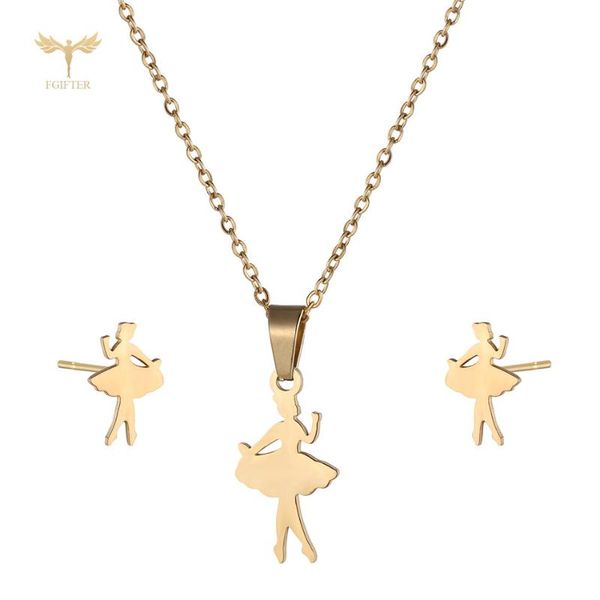 earrings & necklace golden ballet dancer for women's accessories ear stud fashion stainless steel jewelry set, Silver
earrings & necklace golden ballet dancer for women's accessories ear stud fashion stainless steel jewelry set, Silver