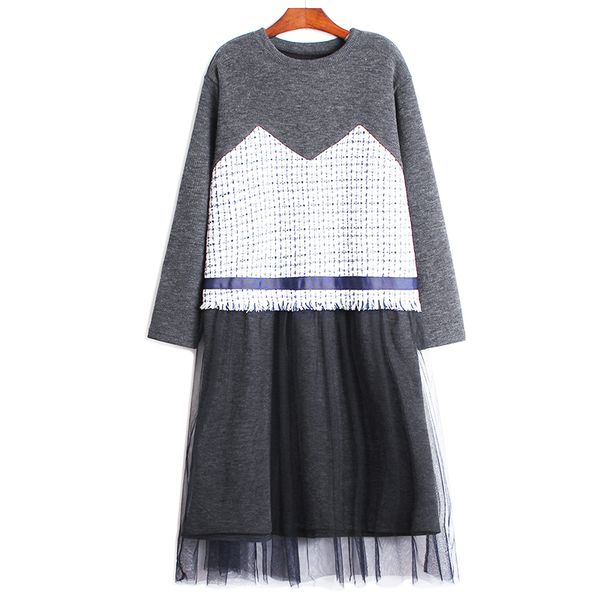 2021 new tassel plaid lace patchwork loose autumn style medium length o neck knitting mesh casual full es women rzlz, Black;gray
2021 new tassel plaid lace patchwork loose autumn style medium length o neck knitting mesh casual full es women rzlz, Black;gray