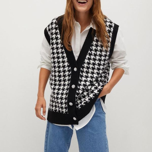 women's vests malina autumn cardigan sweaters women fashion houndstooth sweater elegant v neck sleeveless female ladies js, Black;white
women's vests malina autumn cardigan sweaters women fashion houndstooth sweater elegant v neck sleeveless female ladies js, Black;white