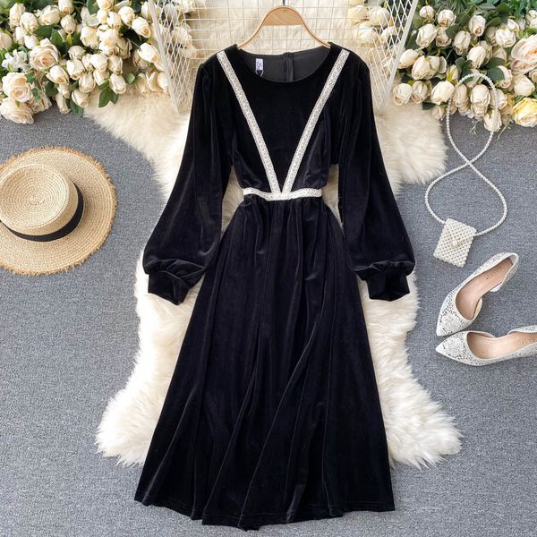 2021 vintage black o-neck lantern long sleeve patchwork midi autumn casual a-line veet vestidos female robe fashion 9s30, Black;gray
2021 vintage black o-neck lantern long sleeve patchwork midi autumn casual a-line veet vestidos female robe fashion 9s30, Black;gray