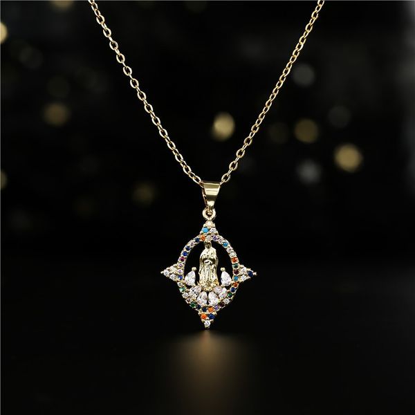 creative personality accessories virgin mary geometric pendant necklace copper micro inlaid jewelry for women, Silver
creative personality accessories virgin mary geometric pendant necklace copper micro inlaid jewelry for women, Silver