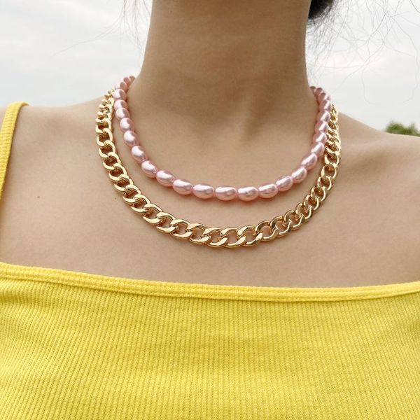 choker fashion jewelry necklace for women ins retro charm multi color analog pearl thick chain multi layer chain necklaces, Golden;silver
choker fashion jewelry necklace for women ins retro charm multi color analog pearl thick chain multi layer chain necklaces, Golden;silver