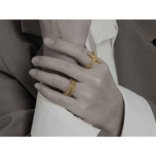 high color retention vacuum plating 18k true gold dead tree skin branch pattern personalized open cross ring female minority, Silver
high color retention vacuum plating 18k true gold dead tree skin branch pattern personalized open cross ring female minority, Silver