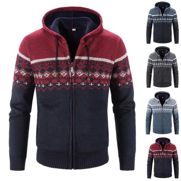 men's sweaters zip up hoody coat knitted printed sweater stripe autumn cardigan winter warm mens hooded thicken jacket, White;black
men's sweaters zip up hoody coat knitted printed sweater stripe autumn cardigan winter warm mens hooded thicken jacket, White;black
