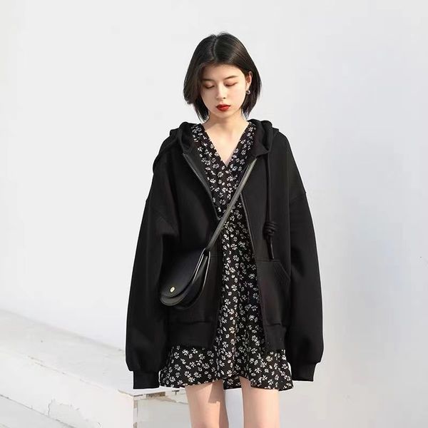 chicven casual loose hooded thick hat rope air layer sweater coat women's medium and long 2021 autumn dress, Black
chicven casual loose hooded thick hat rope air layer sweater coat women's medium and long 2021 autumn dress, Black