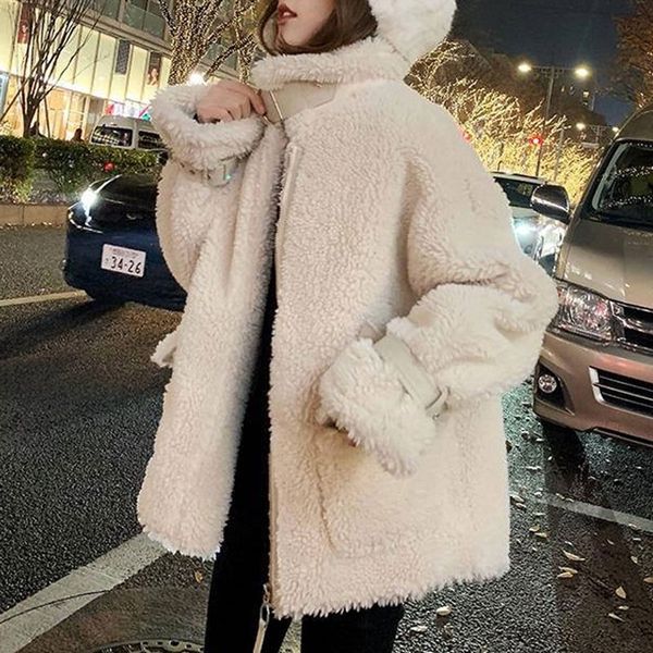 women winter faux fur warm jackets coats vintage loose female teddy bear coats casual street lady pocket thick outwears 210222, Black
women winter faux fur warm jackets coats vintage loose female teddy bear coats casual street lady pocket thick outwears 210222, Black
