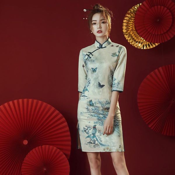 ethnic clothing fashion traditional chinese qipao dress half sleeve printed cheongsam elegant women evening year clothes, Red
ethnic clothing fashion traditional chinese qipao dress half sleeve printed cheongsam elegant women evening year clothes, Red