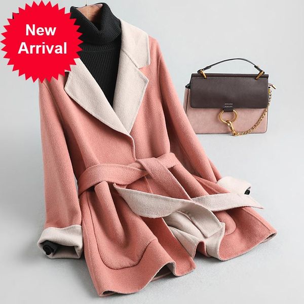 women's wool & blends winter women 2021 fashiont fur coat jacket female lady's long style pocket belt suit clothes a30077, Black
women's wool & blends winter women 2021 fashiont fur coat jacket female lady's long style pocket belt suit clothes a30077, Black