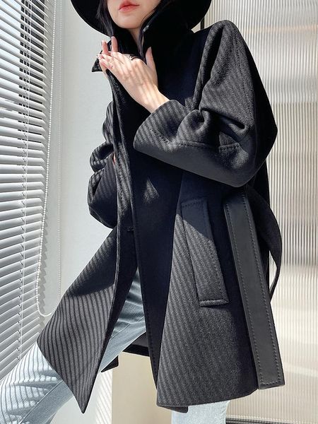 women's wool & blends double sided cashmere coat small medium and long waistband 2021 autumn winter high-end, Black
women's wool & blends double sided cashmere coat small medium and long waistband 2021 autumn winter high-end, Black