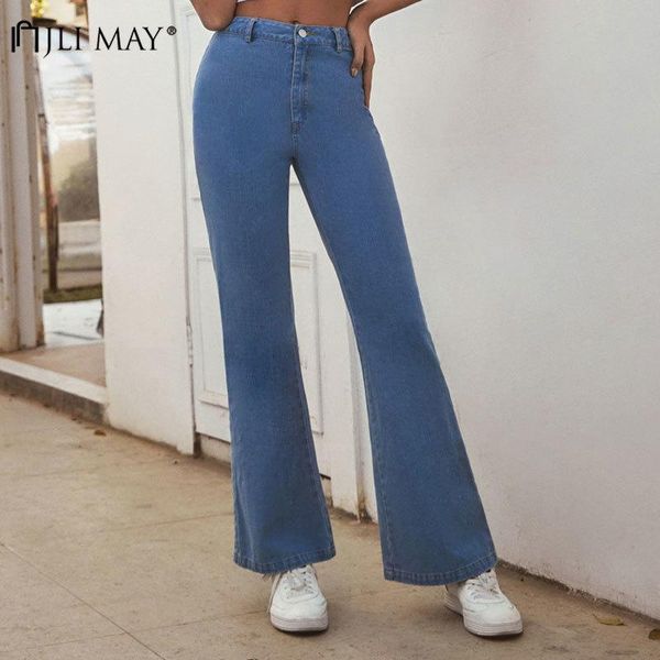 women's jeans jli may high waist flare women office lady washed zipper loose retro female casual denim trousers, Blue
women's jeans jli may high waist flare women office lady washed zipper loose retro female casual denim trousers, Blue