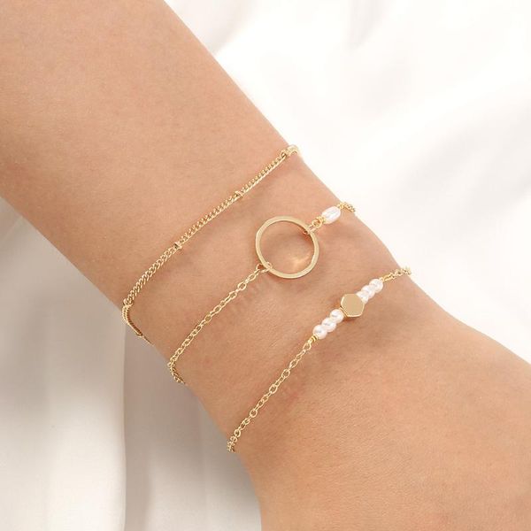link, chain selling korea style jewelry accessories simple design women's fashion pearl round shape metal plated bracelets sets, Black
link, chain selling korea style jewelry accessories simple design women's fashion pearl round shape metal plated bracelets sets, Black