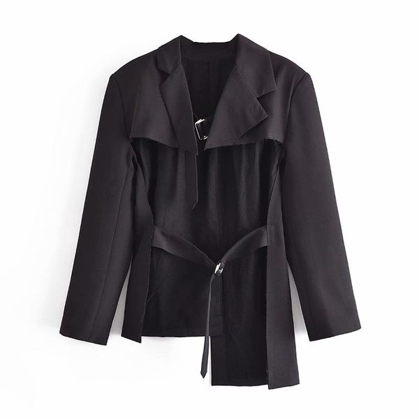 women's suits & blazers puwd casual women suit jacket 2021autumn fashion retro street style irregular shawl lace up personality female, White;black
women's suits & blazers puwd casual women suit jacket 2021autumn fashion retro street style irregular shawl lace up personality female, White;black