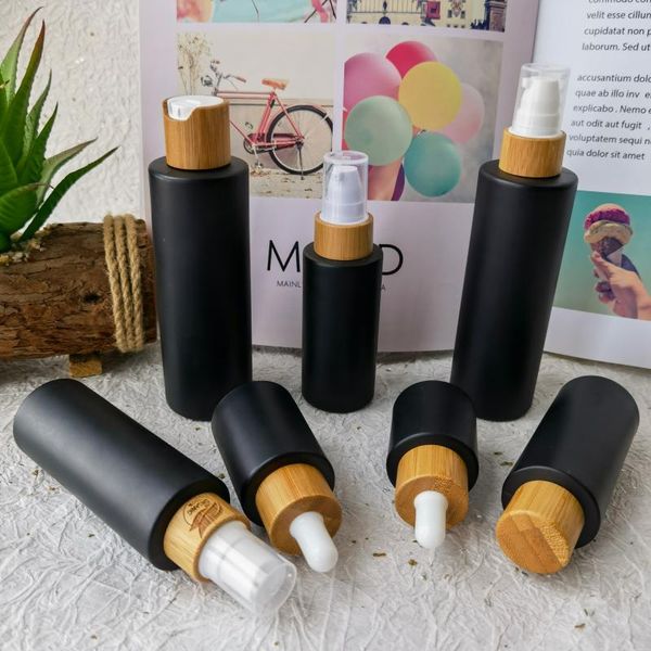 storage bottles & jars empty makeup frosted black glass lotion with bamboo lid 20ml-80ml skin care packaging vials perfume spray
storage bottles & jars empty makeup frosted black glass lotion with bamboo lid 20ml-80ml skin care packaging vials perfume spray