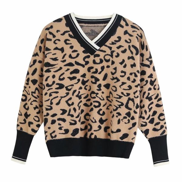 women's sweaters women elegant fashion khaki leopard female chic animals v-neck pullovers girls casual jumpers, White;black
women's sweaters women elegant fashion khaki leopard female chic animals v-neck pullovers girls casual jumpers, White;black