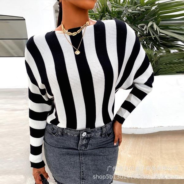 women's sweaters fashion striped sweater streetwear oversized long sleeve jumpers ladies pullovers outerwear 2021, White;black
women's sweaters fashion striped sweater streetwear oversized long sleeve jumpers ladies pullovers outerwear 2021, White;black