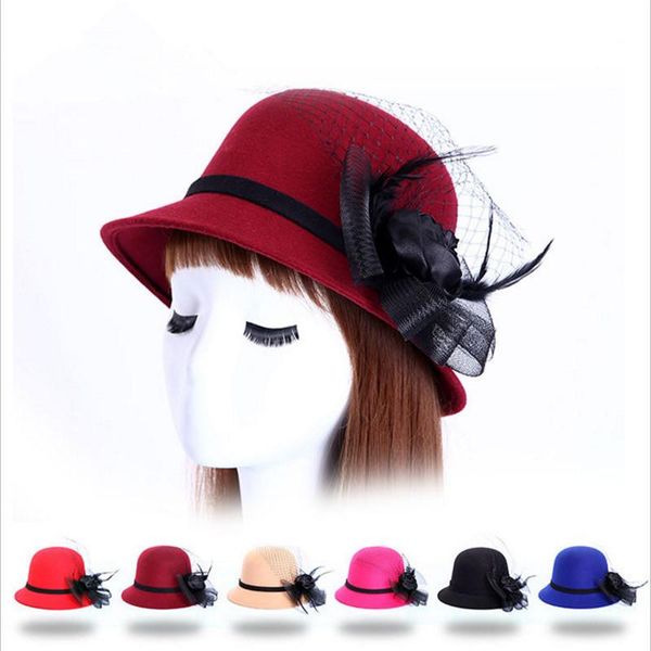stingy brim hats 2021 spring hat fedora vintage lady trendy wool felt bowler floppy flower mesh ribbons cocktail party for women, Blue;gray
stingy brim hats 2021 spring hat fedora vintage lady trendy wool felt bowler floppy flower mesh ribbons cocktail party for women, Blue;gray