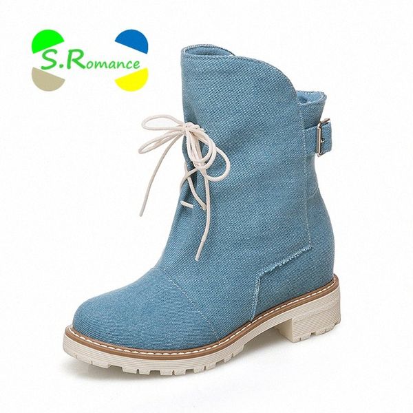 s.romance women boots woman winter shoes mid calf 2018 new denim upper buckle strap square heel short plush cross tied sb278 r76u#, Black
s.romance women boots woman winter shoes mid calf 2018 new denim upper buckle strap square heel short plush cross tied sb278 r76u#, Black