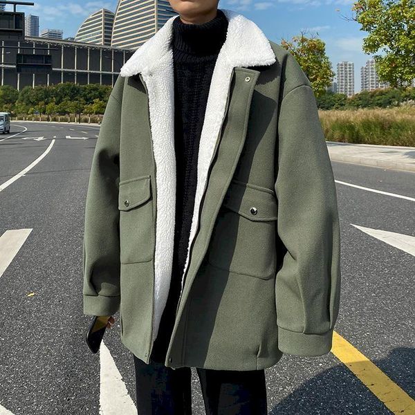 men's jackets fonekie autumn winter lamb wool coat plus velvet thicken woolen fashion handsome fur jacket casual men clothing 2021, Black;brown
men's jackets fonekie autumn winter lamb wool coat plus velvet thicken woolen fashion handsome fur jacket casual men clothing 2021, Black;brown