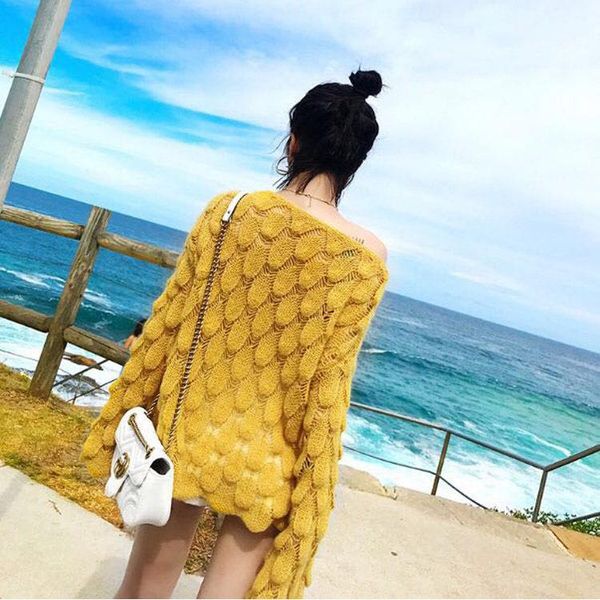 women's sweaters fashion loose knitted mohair sweater with round neck women hollow pullover korean pink yellow cardigans, White;black
women's sweaters fashion loose knitted mohair sweater with round neck women hollow pullover korean pink yellow cardigans, White;black