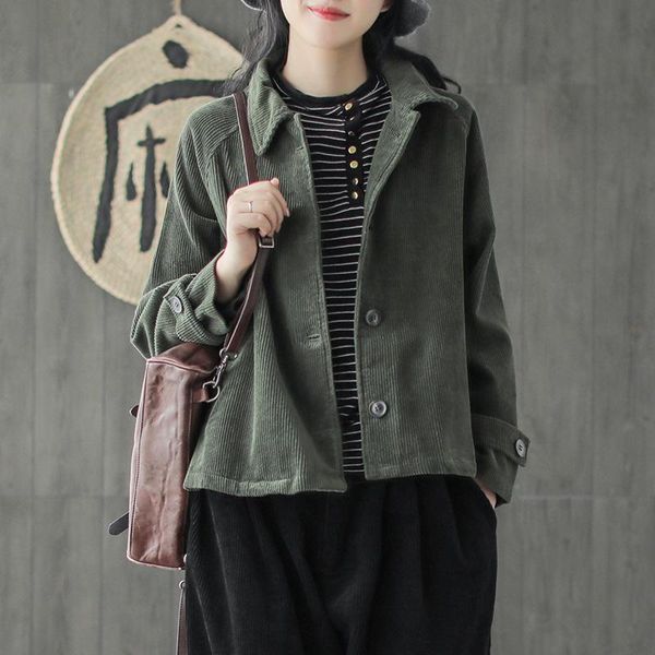 women's jackets johnature 2021 autumn leisure all-match turn-down collar long sleeve corduroy coats simple comfortable women fashion co, Black;brown
women's jackets johnature 2021 autumn leisure all-match turn-down collar long sleeve corduroy coats simple comfortable women fashion co, Black;brown