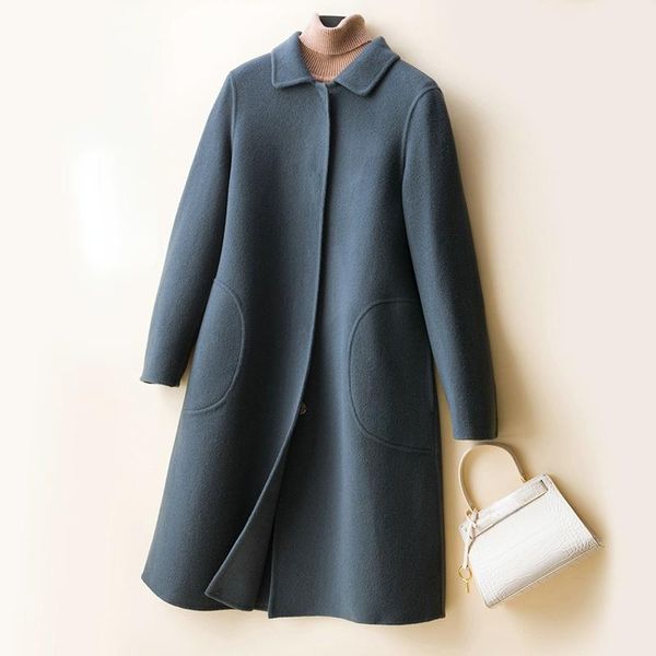 women's wool & blends 2021 autumn 100% coat women long blue elegant coats femlae double-faced woolen jackets korena style woman clothes, Black
women's wool & blends 2021 autumn 100% coat women long blue elegant coats femlae double-faced woolen jackets korena style woman clothes, Black