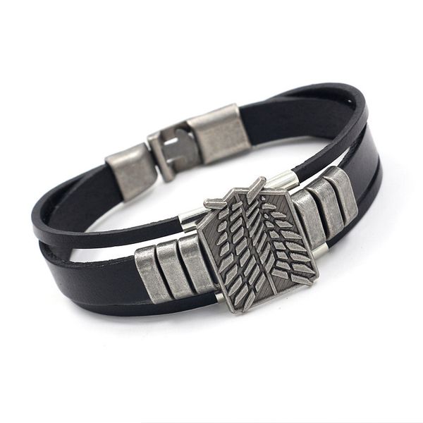 wristbands cartoon animation series attacking giant leather bracelet men's creative personalized punk beads bangles, Golden;silver
wristbands cartoon animation series attacking giant leather bracelet men's creative personalized punk beads bangles, Golden;silver