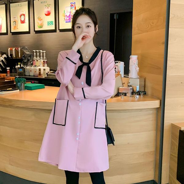 2021 spring pregnant women fashion dress long sleeve loose bow collar pink maternity a-line dresses pockets pregnancy clothes, White
2021 spring pregnant women fashion dress long sleeve loose bow collar pink maternity a-line dresses pockets pregnancy clothes, White