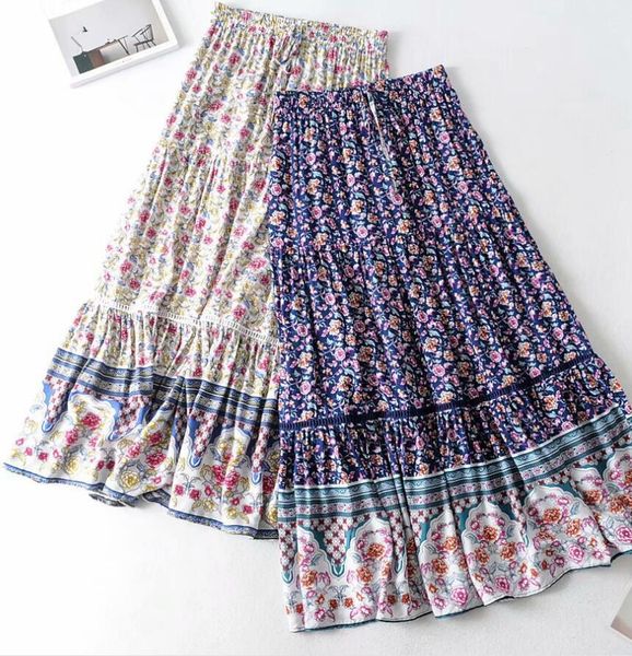 new bohemian spliced hollow out lace hem floral print long skirt holiday women lacing up stream waist swing skirts beach, Red
new bohemian spliced hollow out lace hem floral print long skirt holiday women lacing up stream waist swing skirts beach, Red