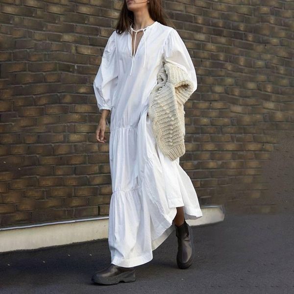 zanzea 2021 women's puff sleeve sundress spring fashion ruffle dress maxi vestidos female v neck drawstring robe femme plus size, Black;gray
zanzea 2021 women's puff sleeve sundress spring fashion ruffle dress maxi vestidos female v neck drawstring robe femme plus size, Black;gray