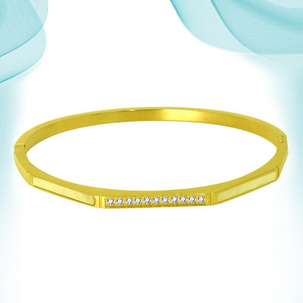 bangle white shell with cystals fashion luxury gold color natural stones jewelry stainless steel women cuff charm bracelets, Black 
bangle white shell with cystals fashion luxury gold color natural stones jewelry stainless steel women cuff charm bracelets, Black