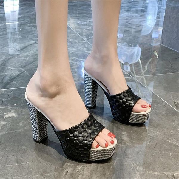 slippers summer outdoor high heel fashion all-match sandals thick bottom waterproof platform peep toe women a788, Black
slippers summer outdoor high heel fashion all-match sandals thick bottom waterproof platform peep toe women a788, Black