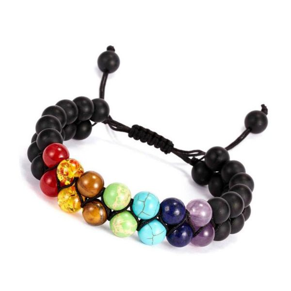 7 chakra adjustable 8mm natural stone bracelet double woven rope chain yoga healing balance bracelet for men women jewelry gifts, Black
7 chakra adjustable 8mm natural stone bracelet double woven rope chain yoga healing balance bracelet for men women jewelry gifts, Black