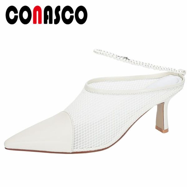 conasco spring summer mesh women sandals pointed toe high heels mules genuine leather pumps fashion string bead shoes woman, Black
conasco spring summer mesh women sandals pointed toe high heels mules genuine leather pumps fashion string bead shoes woman, Black