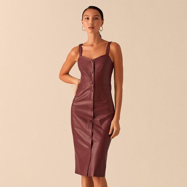 casual dresses party club bodycon knee length dress women spaghetti strap button pu leather sheath slim fashion 2021, Black;gray
casual dresses party club bodycon knee length dress women spaghetti strap button pu leather sheath slim fashion 2021, Black;gray