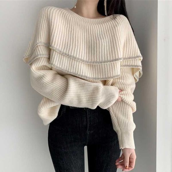 double-layer ruffles apricot sweater women new retro shiny silk edging chic stitching long-sleeve knitted elegant pullovers warm, White;black
double-layer ruffles apricot sweater women new retro shiny silk edging chic stitching long-sleeve knitted elegant pullovers warm, White;black