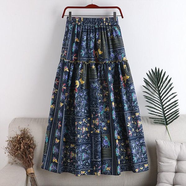 skirts ethnic style women skirt 2021spring autumn elastic high waist slim retro print stitching mid-length saias mujer zh219, Black
skirts ethnic style women skirt 2021spring autumn elastic high waist slim retro print stitching mid-length saias mujer zh219, Black