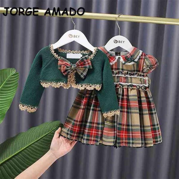 spring teenager girls 2-pcs sets lace bow sweater jacket + plaid short sleeves dress children fashion clothes e1139 210610, White
spring teenager girls 2-pcs sets lace bow sweater jacket + plaid short sleeves dress children fashion clothes e1139 210610, White