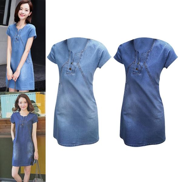 party dresses women spring summer denim dress slim fit short sleeve shirt sundress, White;black
party dresses women spring summer denim dress slim fit short sleeve shirt sundress, White;black