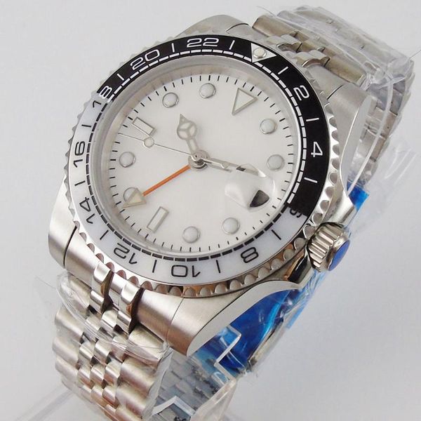 wristwatches 40mm white sterile dial black ceramic bezel luminous date sapphire glass jubilee gmt automatic movement mens wristwatch, Slivery;brown
wristwatches 40mm white sterile dial black ceramic bezel luminous date sapphire glass jubilee gmt automatic movement mens wristwatch, Slivery;brown