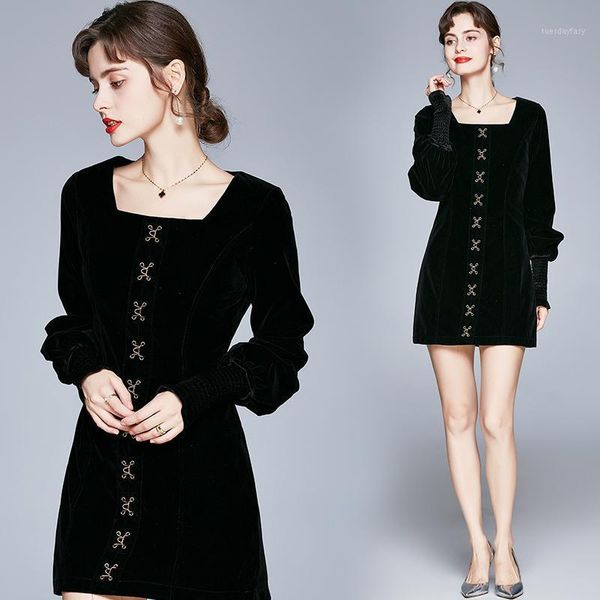 casual dresses 2021 women's soft velvet dress mini elegant long sleeve square collar black women winter autumn dresses1, Black;gray
casual dresses 2021 women's soft velvet dress mini elegant long sleeve square collar black women winter autumn dresses1, Black;gray