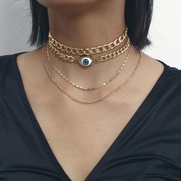 gothic thick chain multilayer punk choker gold collar statement evil eye skull pendant necklace for women jewelry, Silver
gothic thick chain multilayer punk choker gold collar statement evil eye skull pendant necklace for women jewelry, Silver