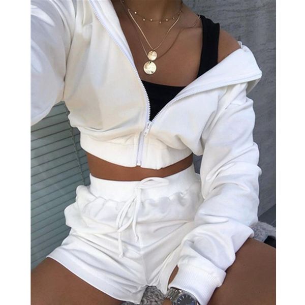 2021 women set tracksuits 2pcs zipper hooded crop coats tee loose shorts women's wear new sports suit clothing suits female, Gray
2021 women set tracksuits 2pcs zipper hooded crop coats tee loose shorts women's wear new sports suit clothing suits female, Gray