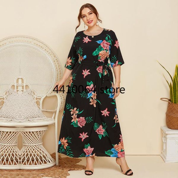 casual dresses women black long dress floral print sashes plus size half sleeve 2021 summer office lady bobycon, Black;gray
casual dresses women black long dress floral print sashes plus size half sleeve 2021 summer office lady bobycon, Black;gray