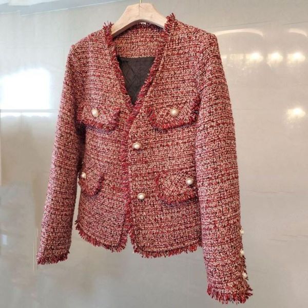 women's jackets v-neck vintage tweed short coat ladies autumn winter single-breasted rhinestone buttons tassel trim women slim fit red, Black;brown
women's jackets v-neck vintage tweed short coat ladies autumn winter single-breasted rhinestone buttons tassel trim women slim fit red, Black;brown