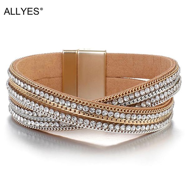 tennis allyes fashion twist wide leather bracelets for women x cross rhinestone wrap multilayer bracelet female jewelry, Golden;silver
tennis allyes fashion twist wide leather bracelets for women x cross rhinestone wrap multilayer bracelet female jewelry, Golden;silver