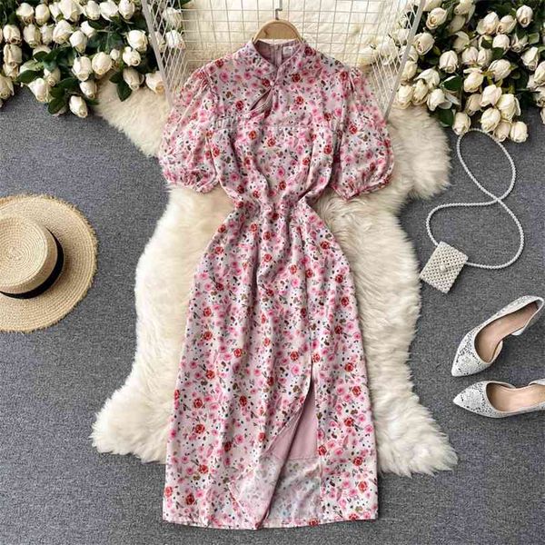 women fashion cheongsam improved stand-up collar hollowed-out short sleeve printed split dress elegant vestidos s444 210527, Black;gray 
women fashion cheongsam improved stand-up collar hollowed-out short sleeve printed split dress elegant vestidos s444 210527, Black;gray